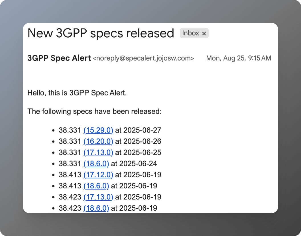 Finally, you will get notified when a new spec is released